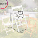 Set 4 Sedia Pieghevole in Legno da Giardino Salvaspazio Compatta
