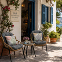 Set tavolo e poltrone in rattan con cuscini 2 posti mobili bistrot in rattan intrecciato e acciaio verniciato