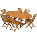 Set tavolo e sedie da giardino esterno 6 posti in legno d'acacia per veranda terrazzo patio