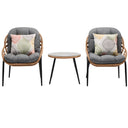 Set Bistrot tavolo e sedie da giardino esterno 2 posti con cuscini in rattan intrecciato e acciaio verniciato