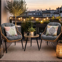 Set Bistrot tavolo e poltrone da giardino 2 posti in rattan intrecciato e acciaio verniciato design outdoor