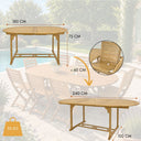 Set tavolo estensibile e sedie pieghevoli da giardino 8 posti per giardino outdoor