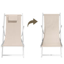 Set 2 Sedia Sdraio Pieghevole Cuscino Rimovibile, Schienale Regolabile