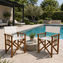 Set Sedie Regista in Legno con Braccioli Poltrone Giardino Esterno Design Outdoor