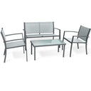 Salon de jardin en aluminium blanc et taupe