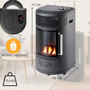Stufa a Gas Portatile con Ruote, Basso Consumo, Fiamma Viva Riscalda fino 44 m2