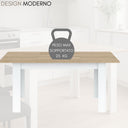Tavolo da Pranzo Allungabile Moderno Rettangolare Bianco Rovere cm 140/x190x90x78