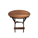 Folding Wooden Outdoor Garden Table, Oval Dining Table - 60x65h cm Brown