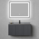 Mobile Bagno Sospeso con Lavabo e Specchio LED Touch, 3 Ante Design Moderno 100 cm